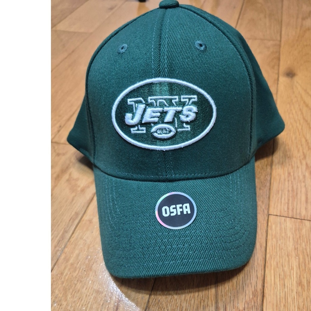 NFL Team Apparel New York Jets Hat Green Stretch Fit OSFA Baseball Cap Logo